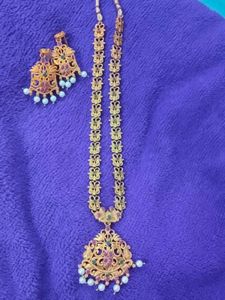 Copper Base Long South Indian Jewellery Set.