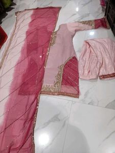 Elegant Pink Embroidered Kurta Set 3pc