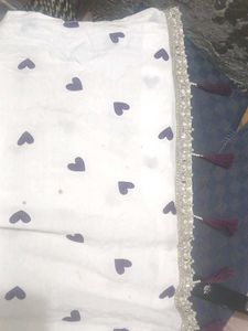 Women Purple White Designer Anarkali Kurti Velvet