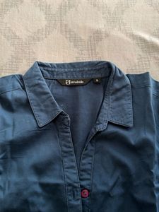 Blue Collared Button-Down Shirt