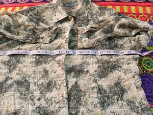 Patterned Olive Green Shirt