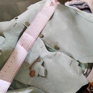 Men's Light Blue Brocade Nehru Jacket