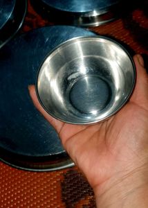 Set of 3 Stainless Steel Thali Plates with Bowls