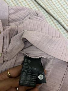 Ribbed Knit Button-Down Top