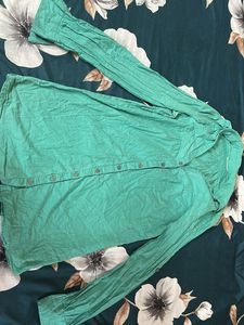 Boho Chic Aqua Button-Up Shirt