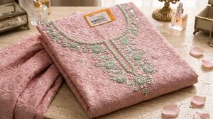 Elegant Pink Embroidered Kurta Set material