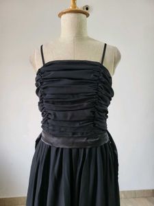 Elegant Black Ruched Maxi Dress