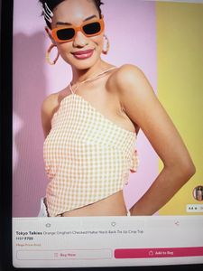 Tokyo Talkies Gingham Halter Neck Crop Top