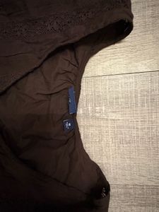 Brown Lace Trimmed Peplum Top