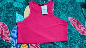 SHEIN Pink Racerback Crop Top
