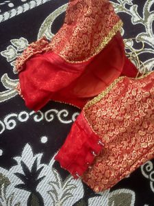 Elegant Red Brocade Blouse