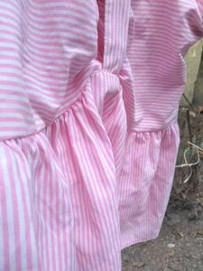 Pink Striped Puff Sleeve Top