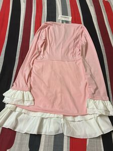 Barbie Pink Deep V-Neck Ruffle Mini Dress