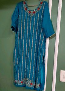 Elegant Teal Kurta with Embellishments