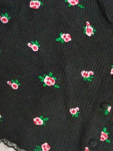 Floral Print Top with Lace Trim