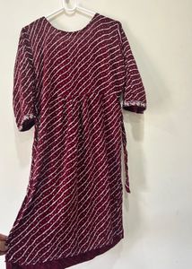 Maroon Ethnic Kurta with White Stripes