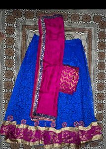 Blue 💙 Unstitched Lehenga Choli Dupatta