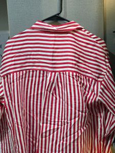 Red &amp; White Striped Button-Up Shirt