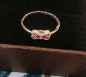 Elegant Bow Ring with Stones pure silver