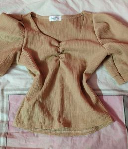 2 Ribbed Knit Tops - Black &amp; Beige