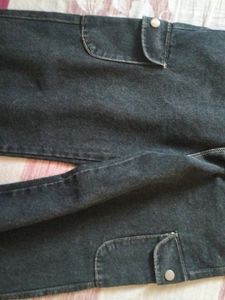 Dark Wash Wide Leg Cargo Jeans