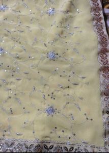 Beautiful Yellow Embroidered Saree