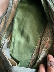 Elegant Green Saree with Geometric Border