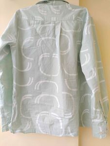Hand painted Green Patterned Button-Up Shirt