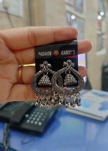 Oxidised Jhumka Earrings