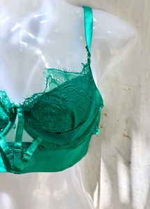 Emerald Green Lace Trim Bra