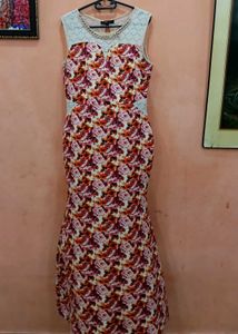 Floral Print Maxi Dress with Chain Detail
