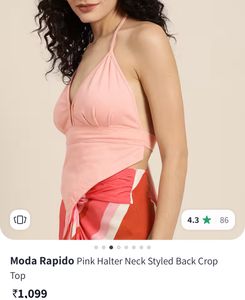 Pink Halter Neck Backless Top🩷