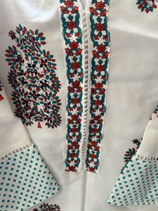 soft longwear  White Kurta Set with Green Print