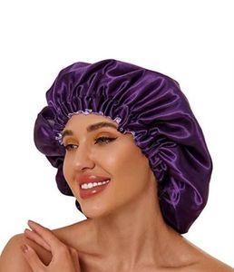 Satin Sleep Bonnet &amp; 1 Scrunchies- Magenta color