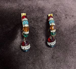 Colorful Gemstone Hoop Earrings