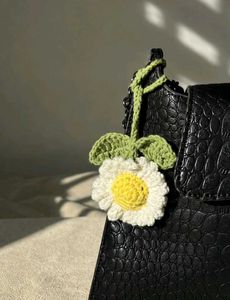 Crocheted Daisy Bag Charm/Keychain
