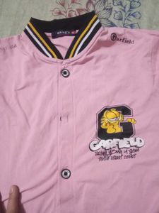 Cute Pink Garfield Button-Up Shirt