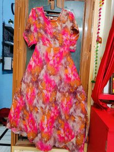🇳🇿💫🎀Vibrant Pink &amp; Orange Floral Kurta Set