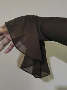 Chic Brown Flowy Dress with Tie Straps