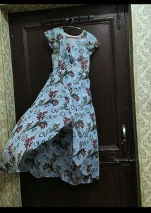 Light Blue Floral Wrap Dress