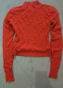 Orange Turtleneck Long Sleeve Top