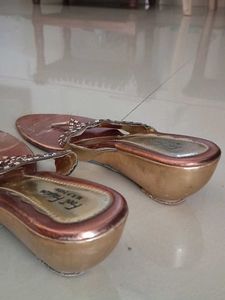Embellished Rose Gold Flat Sandals