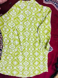 Lime Green Printed Kurta