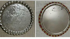 Metal Serving Tray Vintage Set of 2
