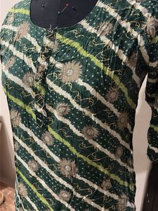 Green Striped Ethnic Kurta