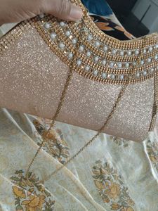 Sparkling Rose Gold Clutch Bag