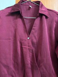 Chic Maroon Collared Blouse