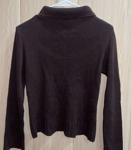 Vintage-Inspired Korean Brown Knit Sweater