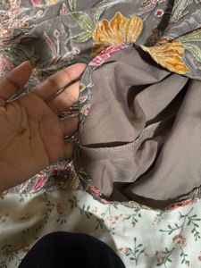 Embroidered Grey Helter Neck Jumpsuit with Dupatta