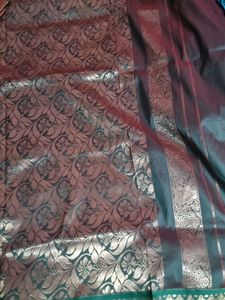 Red Silk Saree with Green Border